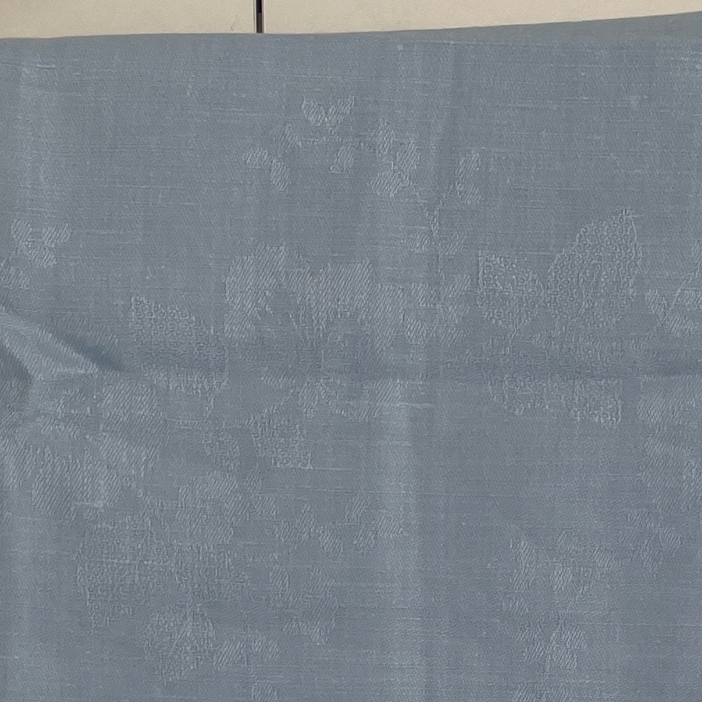 🇮🇹 Vintage Italian Linen Tablecloth Pure Linen Floral & Blue Edge Stitching